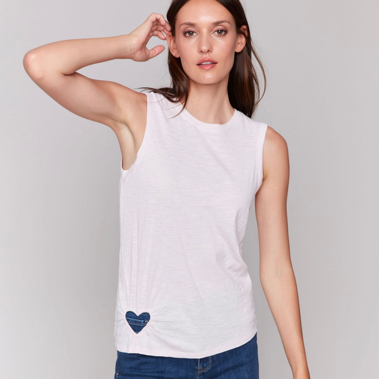 Charlie B - Cotton Tank Top With Cut Out