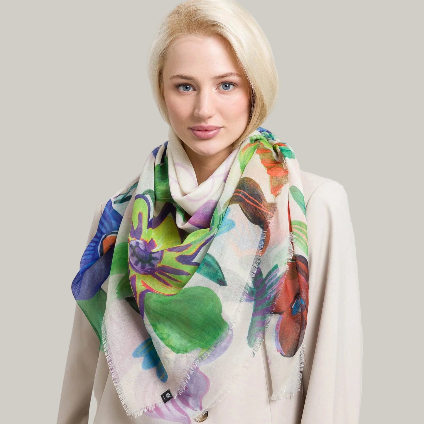 Fraas - Painted Flowers Square Scarf