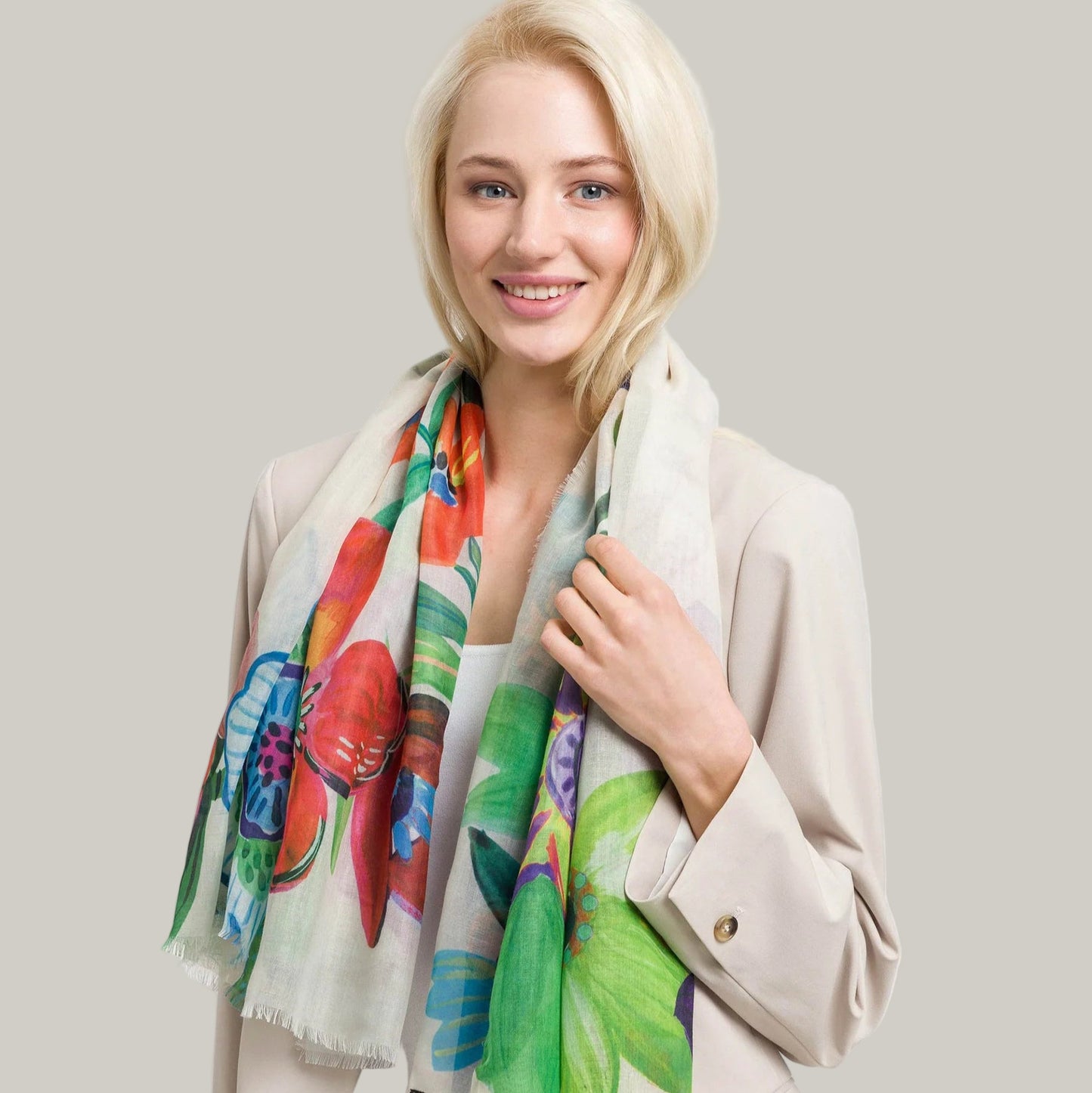 Fraas - Painted Flowers Square Scarf