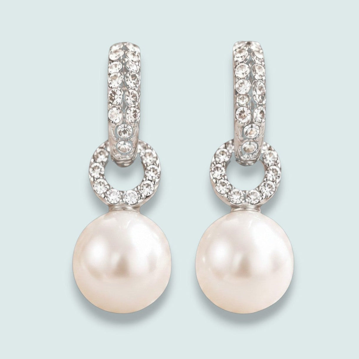 Audrey's - Crystal Halo Pearl Drop Earrings