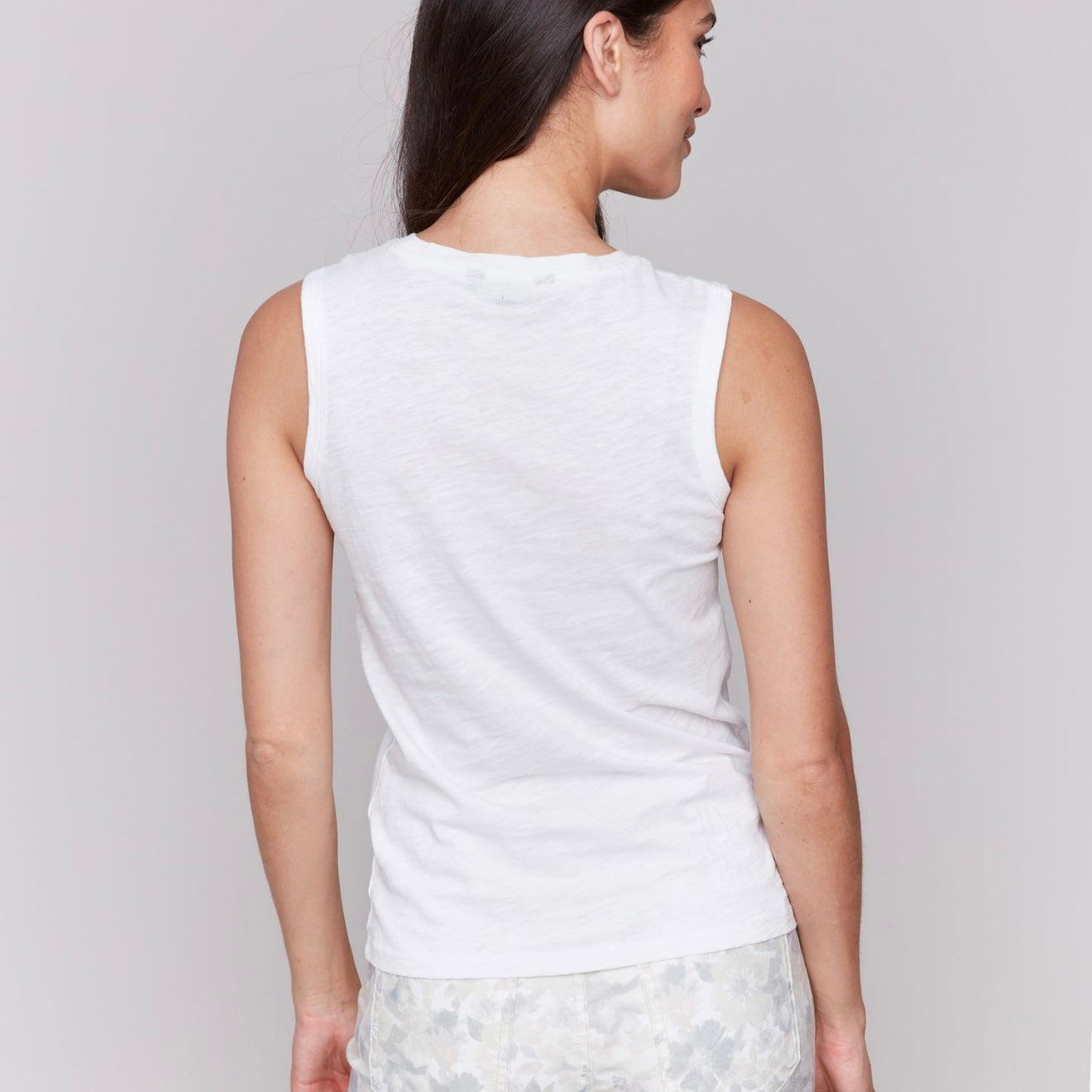 Charlie B - Cotton Tank Top With Cut Out
