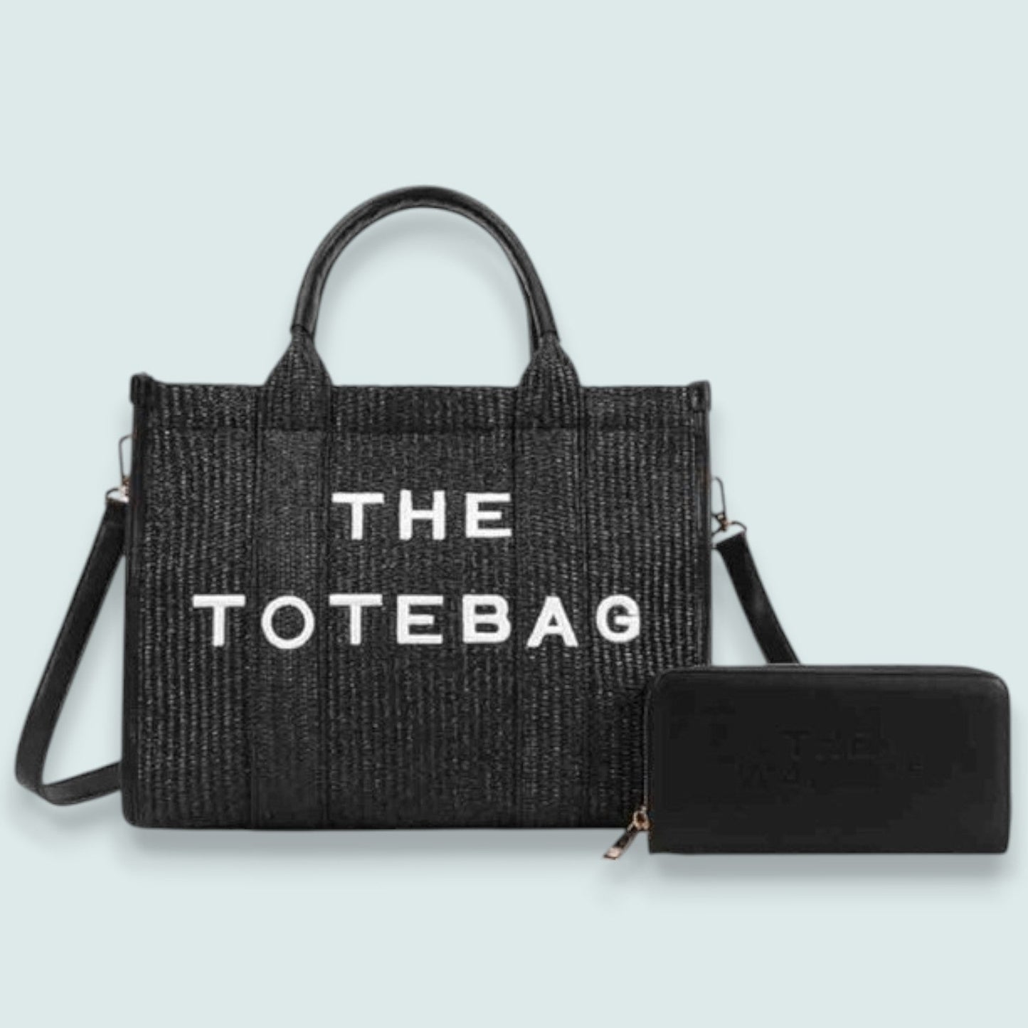 Audrey's - Woven Tote Bag With Crossbody Strap & Wallet