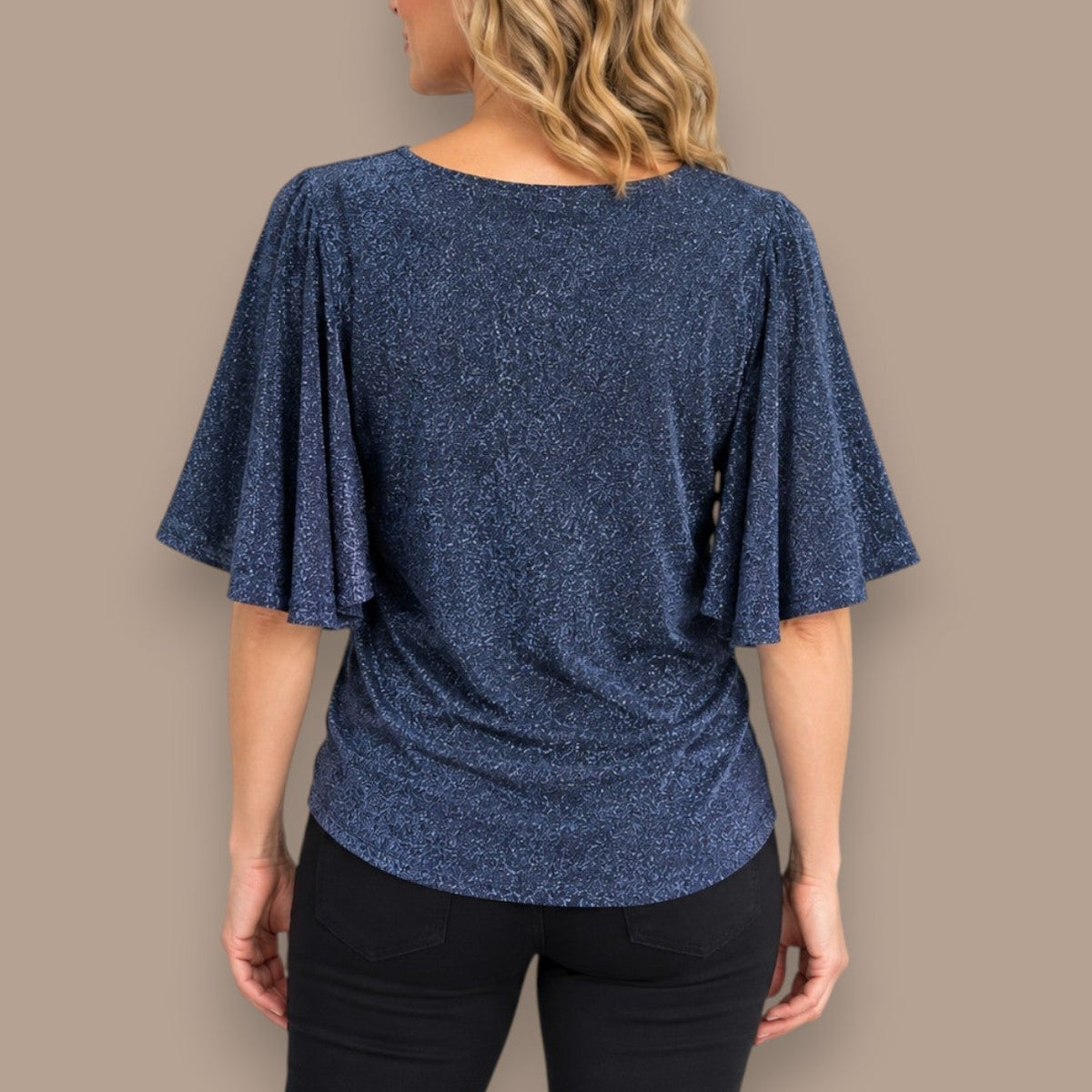 Soft Works - Shimmer Flutter Sleeve Top