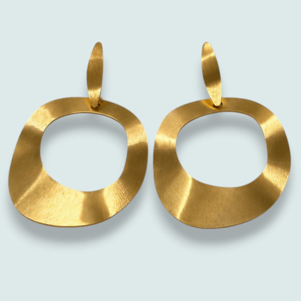Audrey's - Brushed Gold Organic Drop Earrings