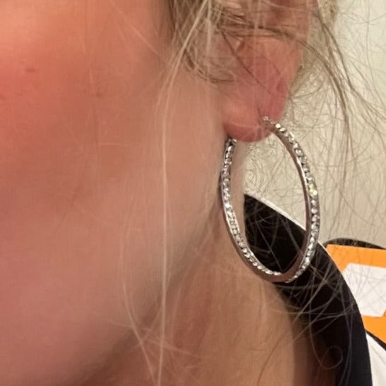 Jacqueline Kent - Medium Size Round Crystal Hoops