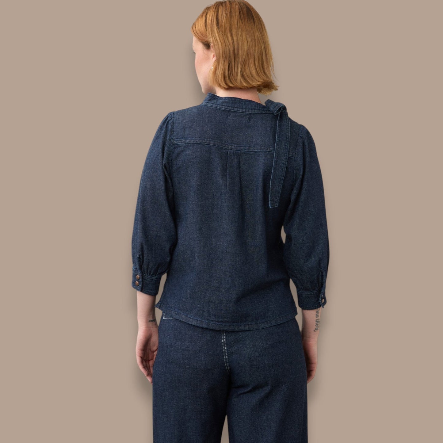 FDJ - Dark Wash Denim Tie-Neck Top