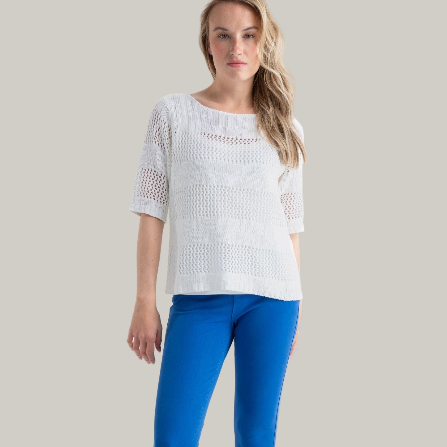 Marble - Elbow Sleeve Sweater With Tank Top