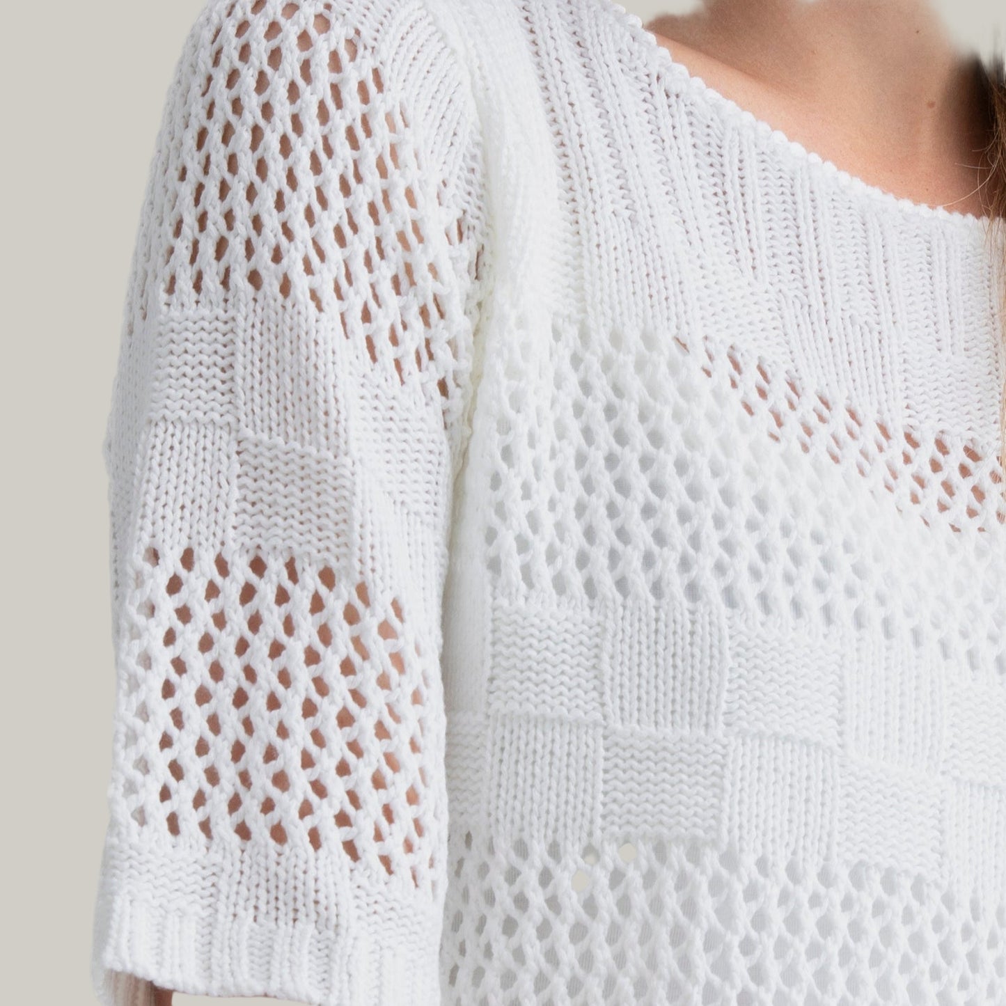 Marble - Elbow Sleeve Sweater With Tank Top