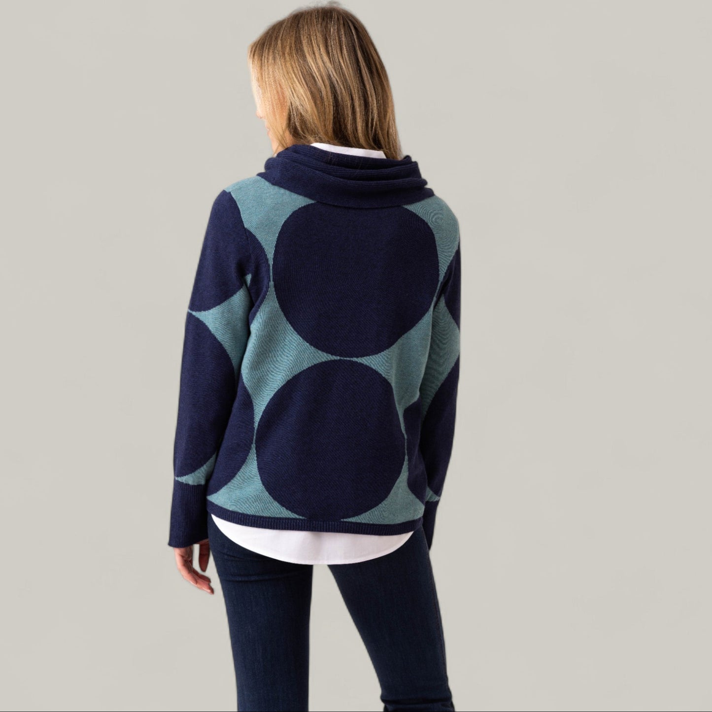 Marble - Polka Dot Cowl Neck Sweater