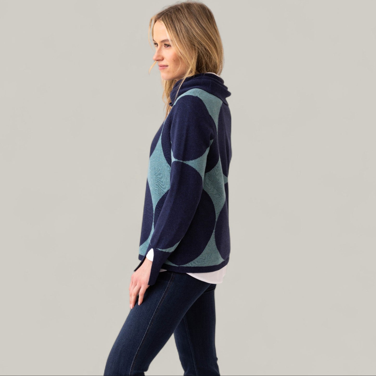 Marble - Polka Dot Cowl Neck Sweater
