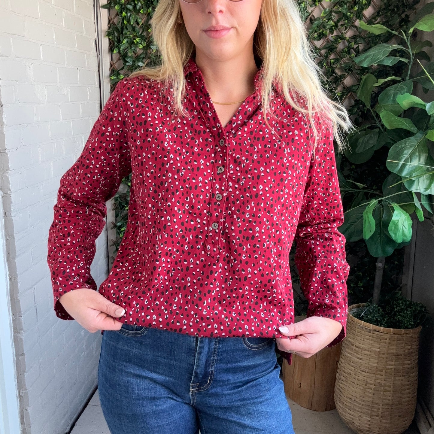 Wild Palms - Dotted Henley Top