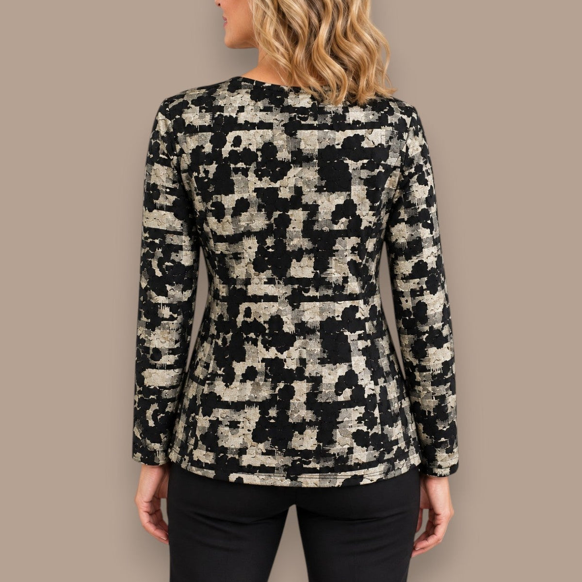 Soft Works - Metallic Abstract Print Open-Front Jacket
