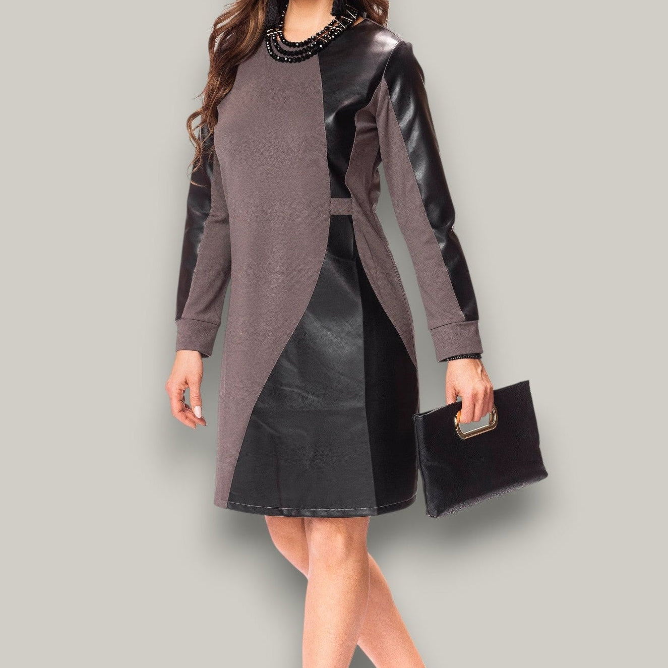 Minkas - Charcoal Angled Panel Dress