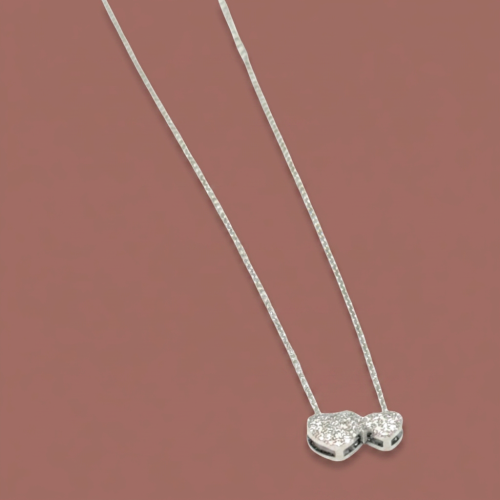 Audrey's - Double Heart Pavé Pendant Necklace