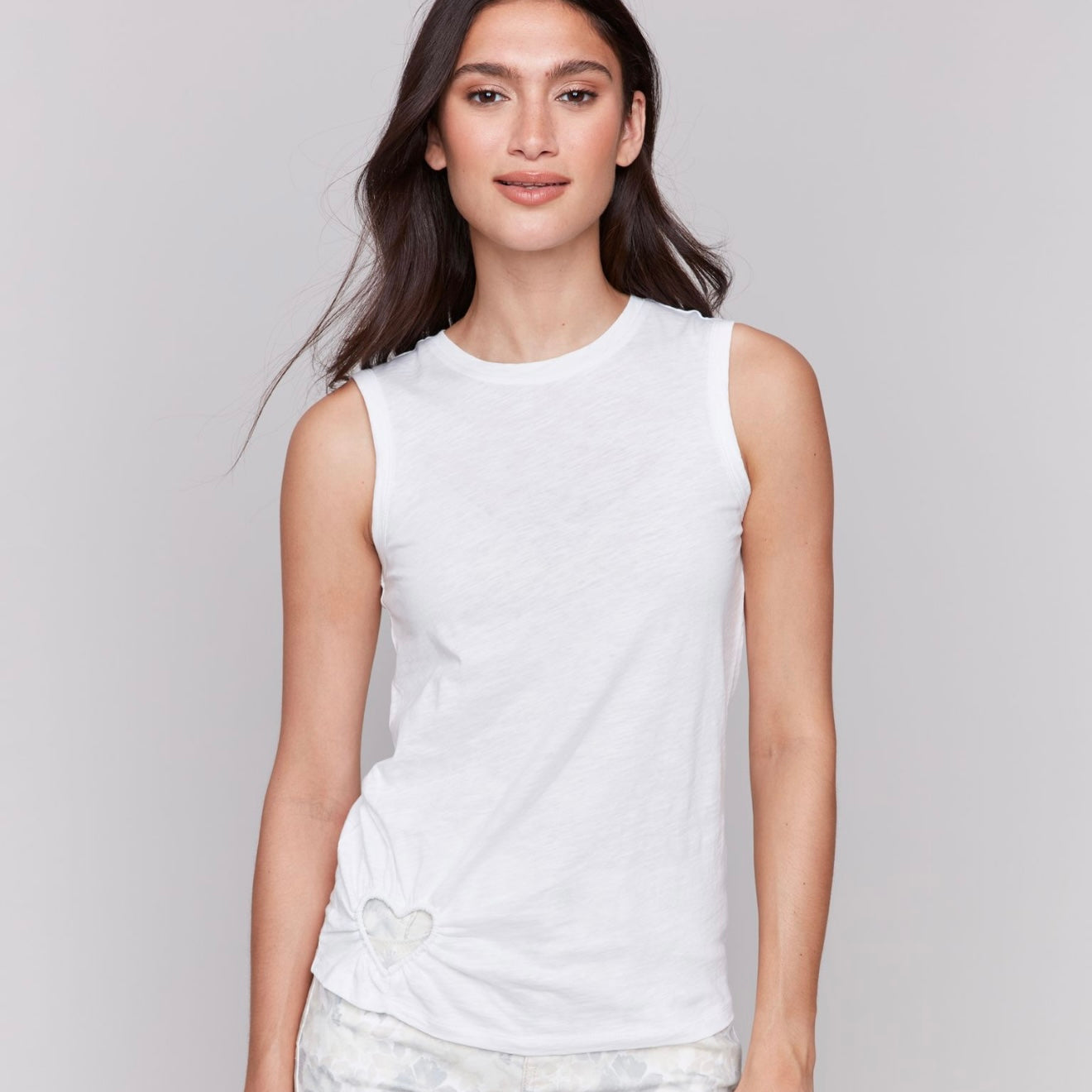 Charlie B - Cotton Tank Top With Cut Out