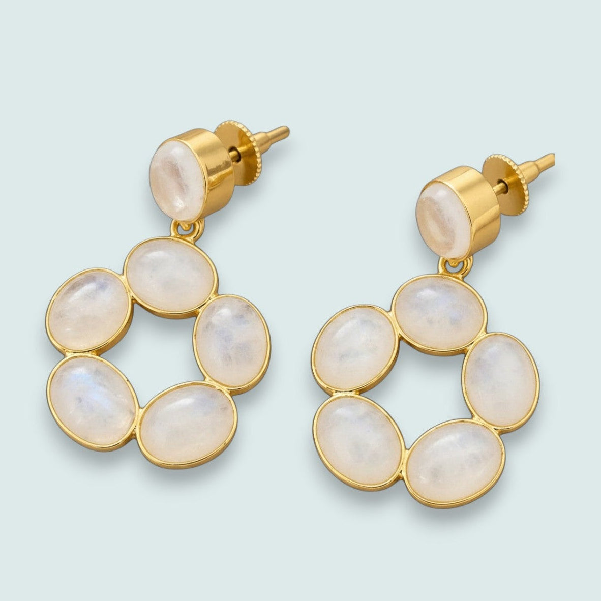 Audrey's - Moonstone Halo Drop Earrings