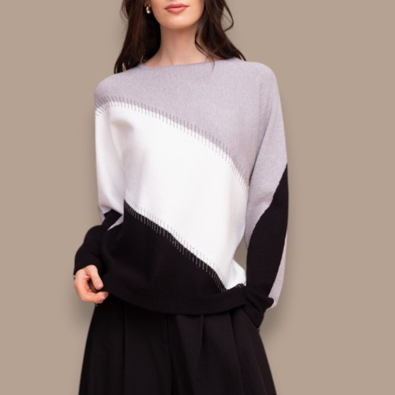 Alison Sheri - Shimmer Colour Block Sweater