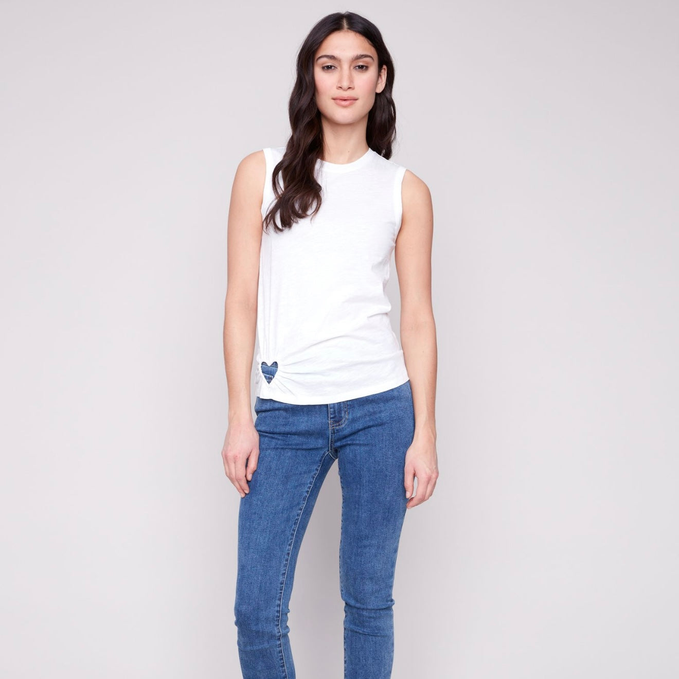 Charlie B - Cotton Tank Top With Cut Out