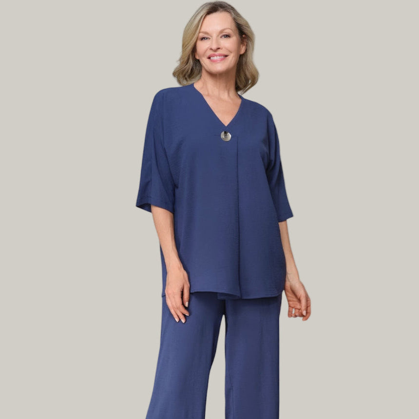 Lasania - V-Neck Dolman Sleeve Top