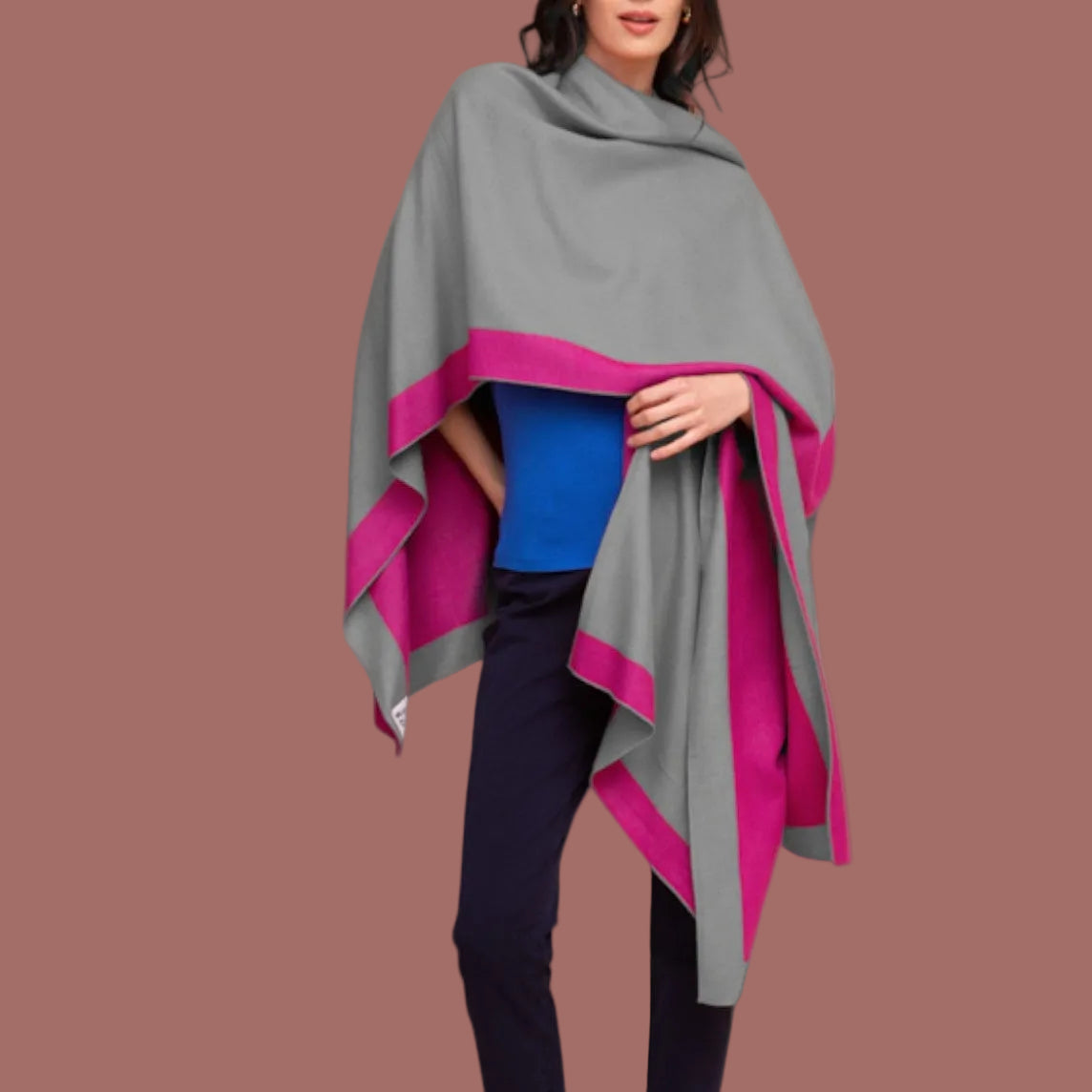Alison Sheri - Reversible Contrast Trim Shawl