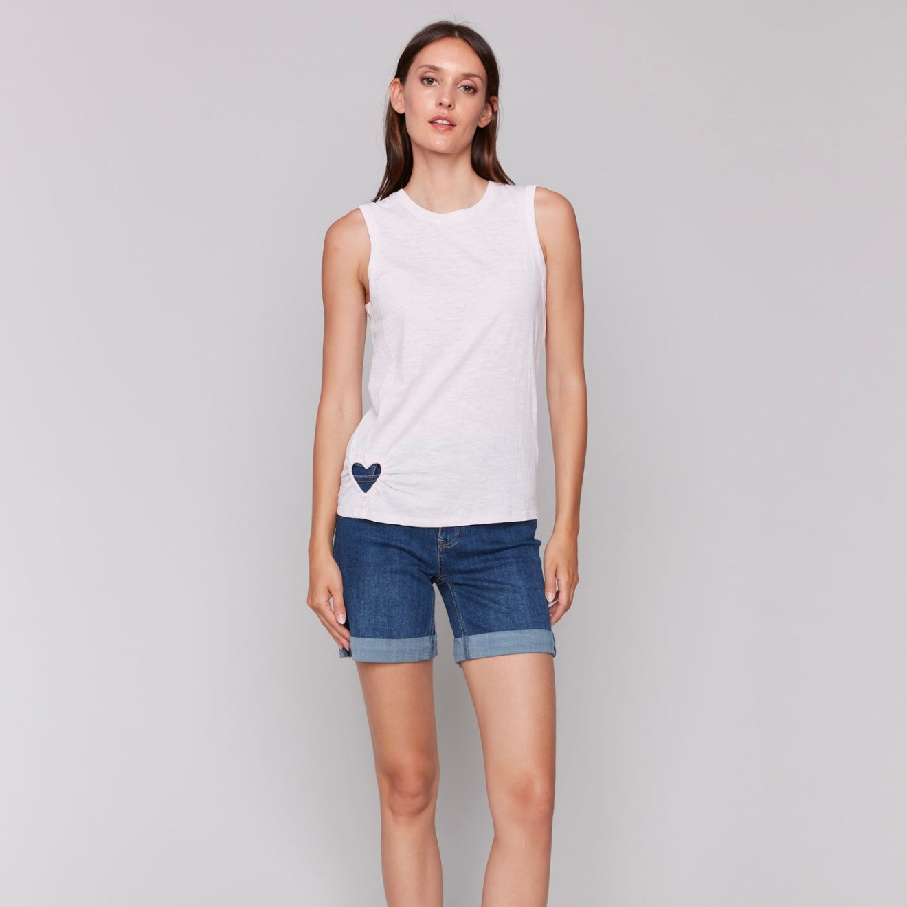 Charlie B - Cotton Tank Top With Cut Out