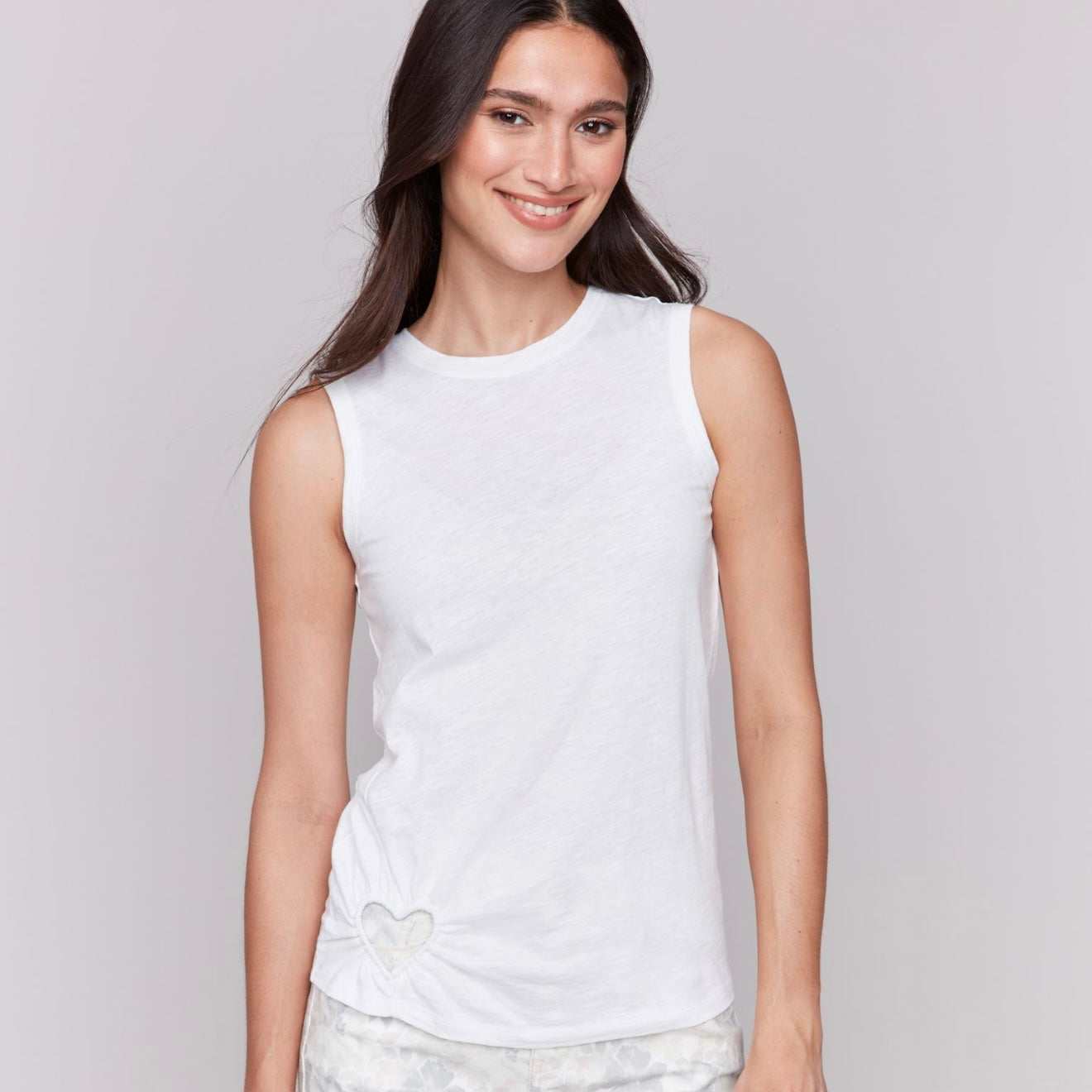 Charlie B - Cotton Tank Top With Cut Out