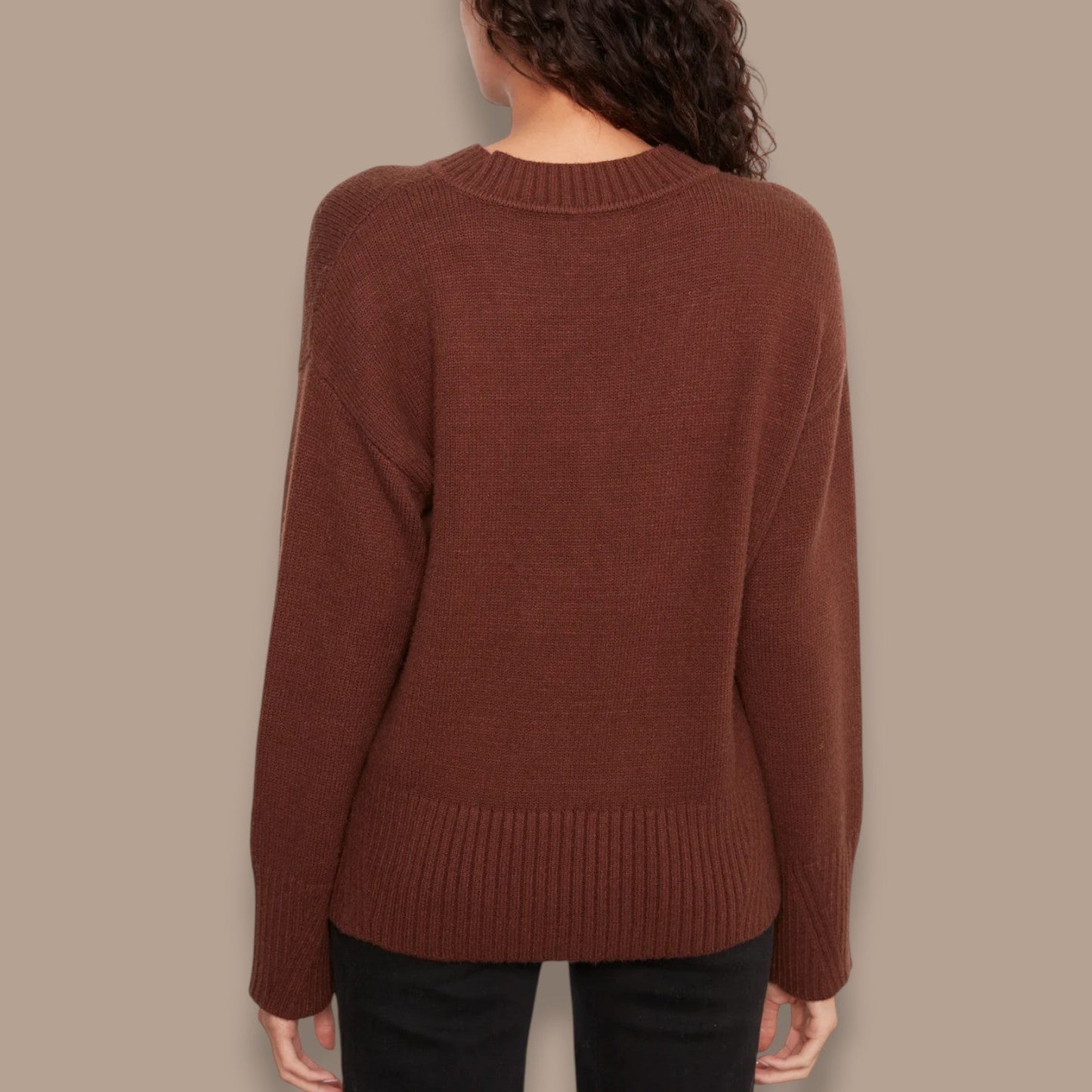 Charlie B - Relaxed V-Neck Rib Trim Sweater