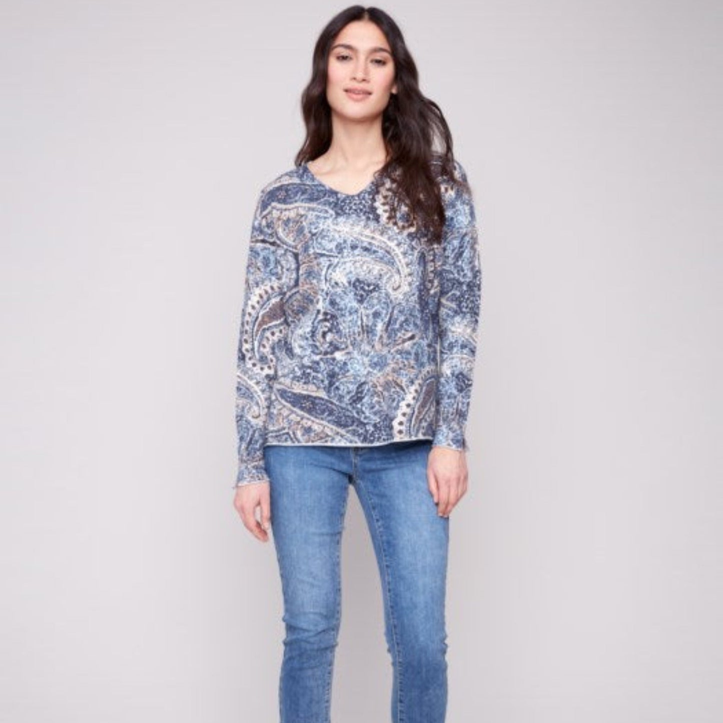 Charlie B - Printed V-Neck Sweater