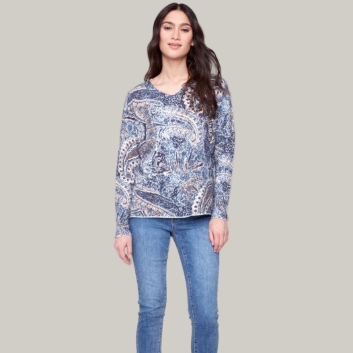 Charlie B - Printed V-Neck Sweater