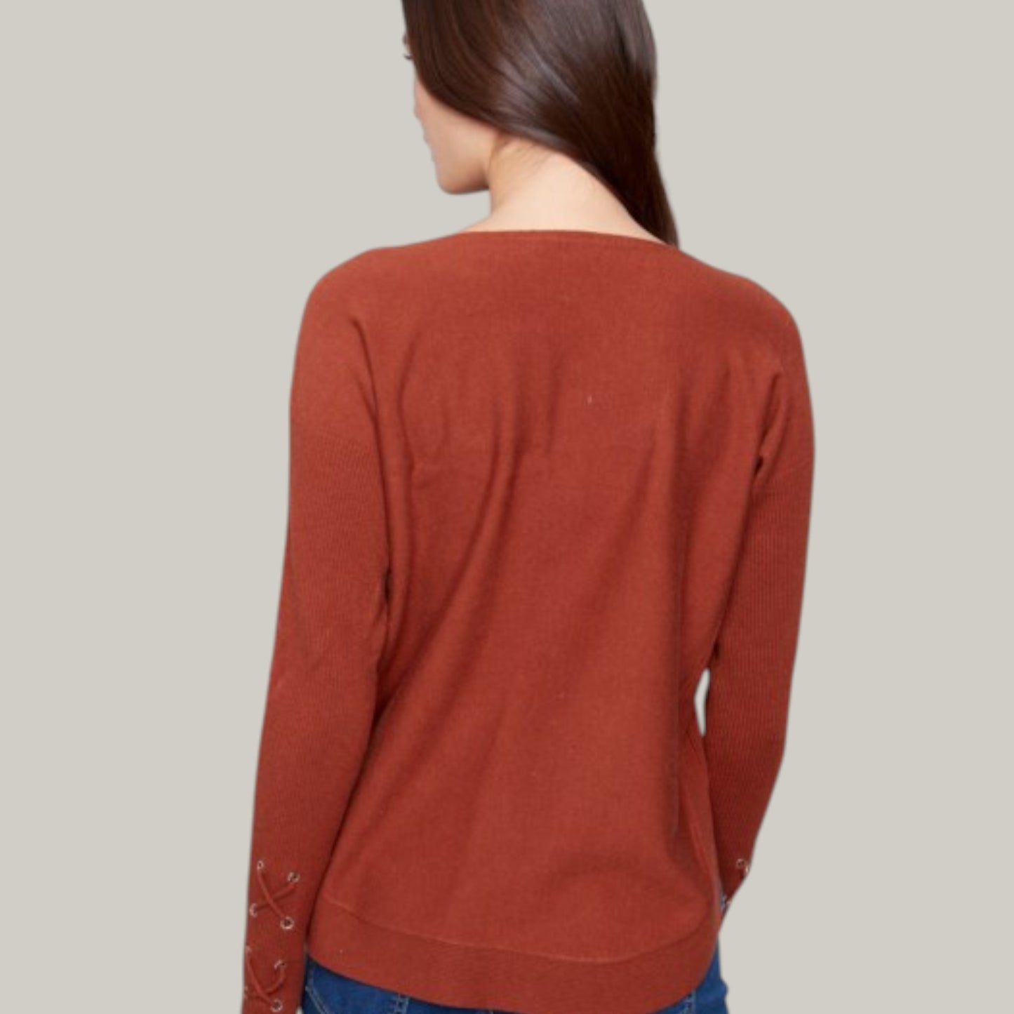 Charlie B - Knit Sweater With Lace-Up Cuffs