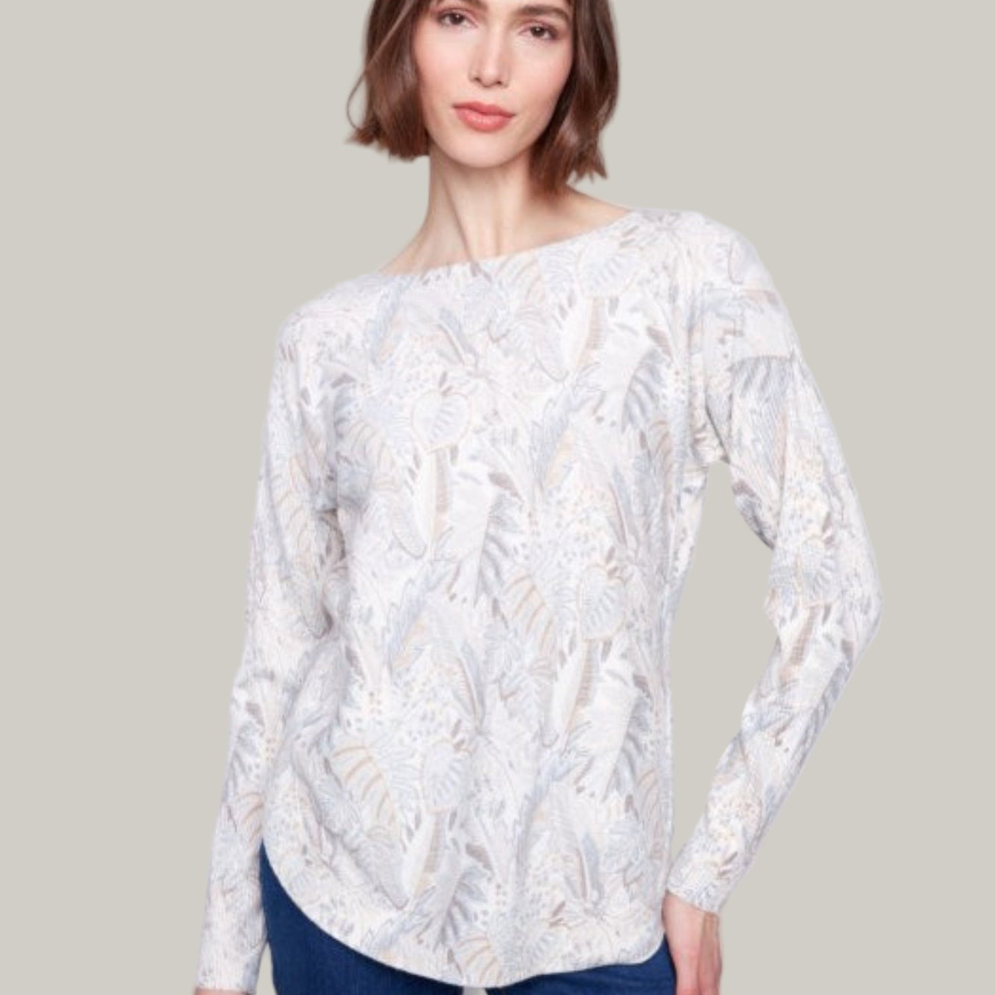 Charlie B - Printed Rounded Hem Sweater