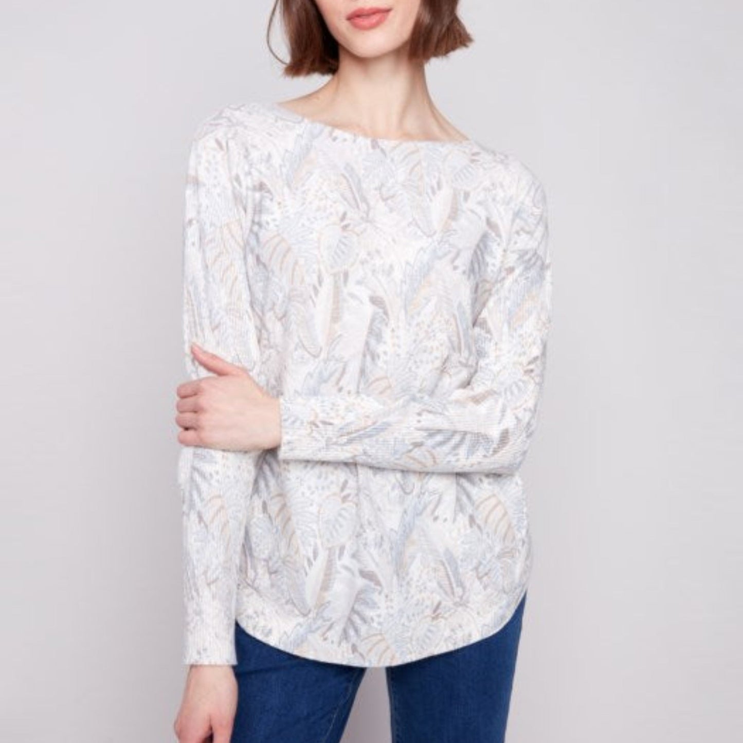 Charlie B - Printed Rounded Hem Sweater