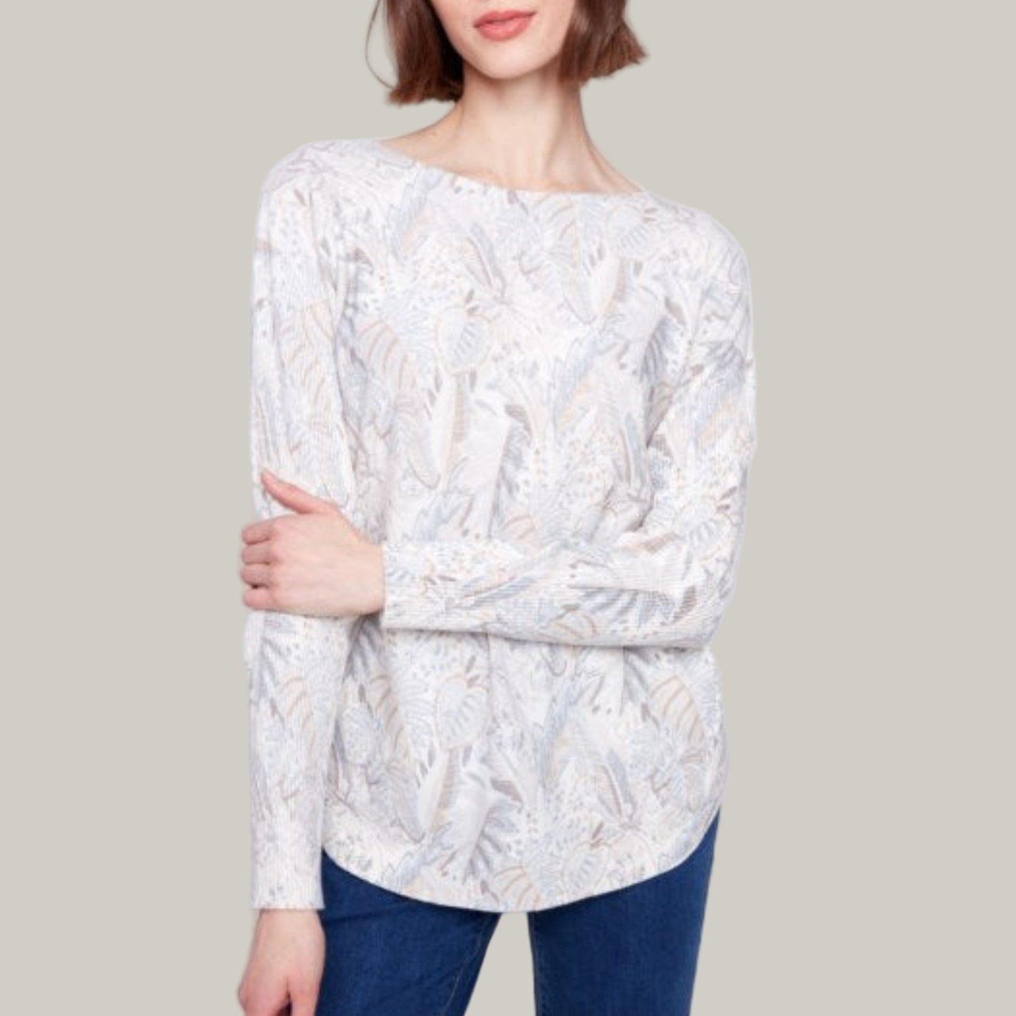 Charlie B - Printed Rounded Hem Sweater
