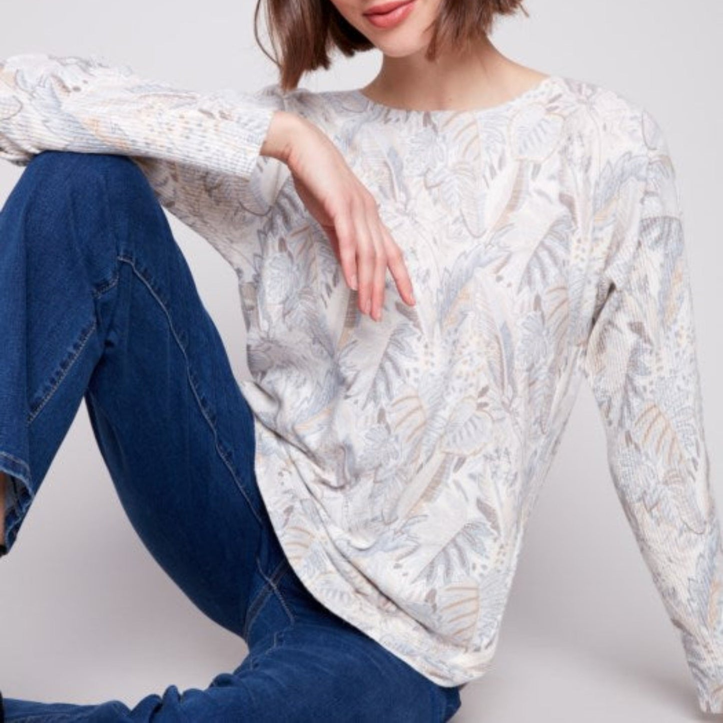 Charlie B - Printed Rounded Hem Sweater