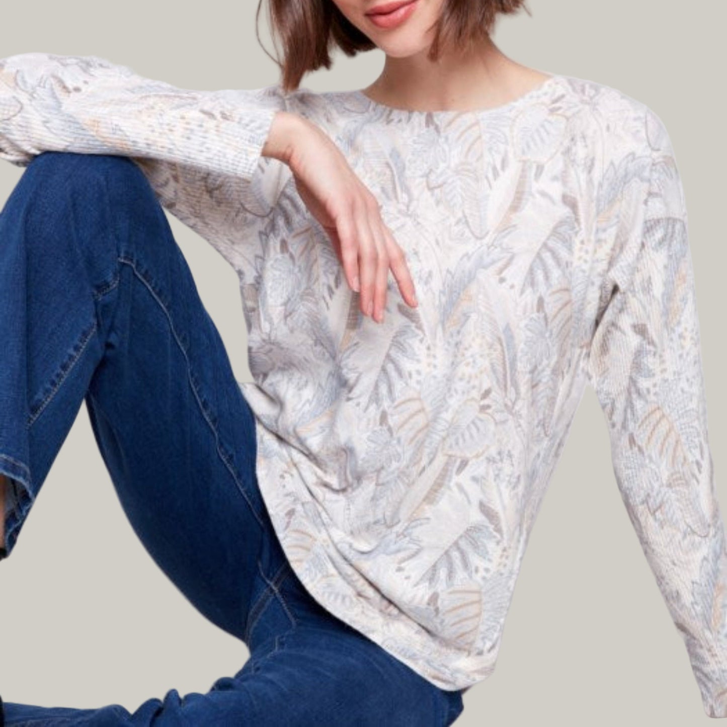 Charlie B - Printed Rounded Hem Sweater