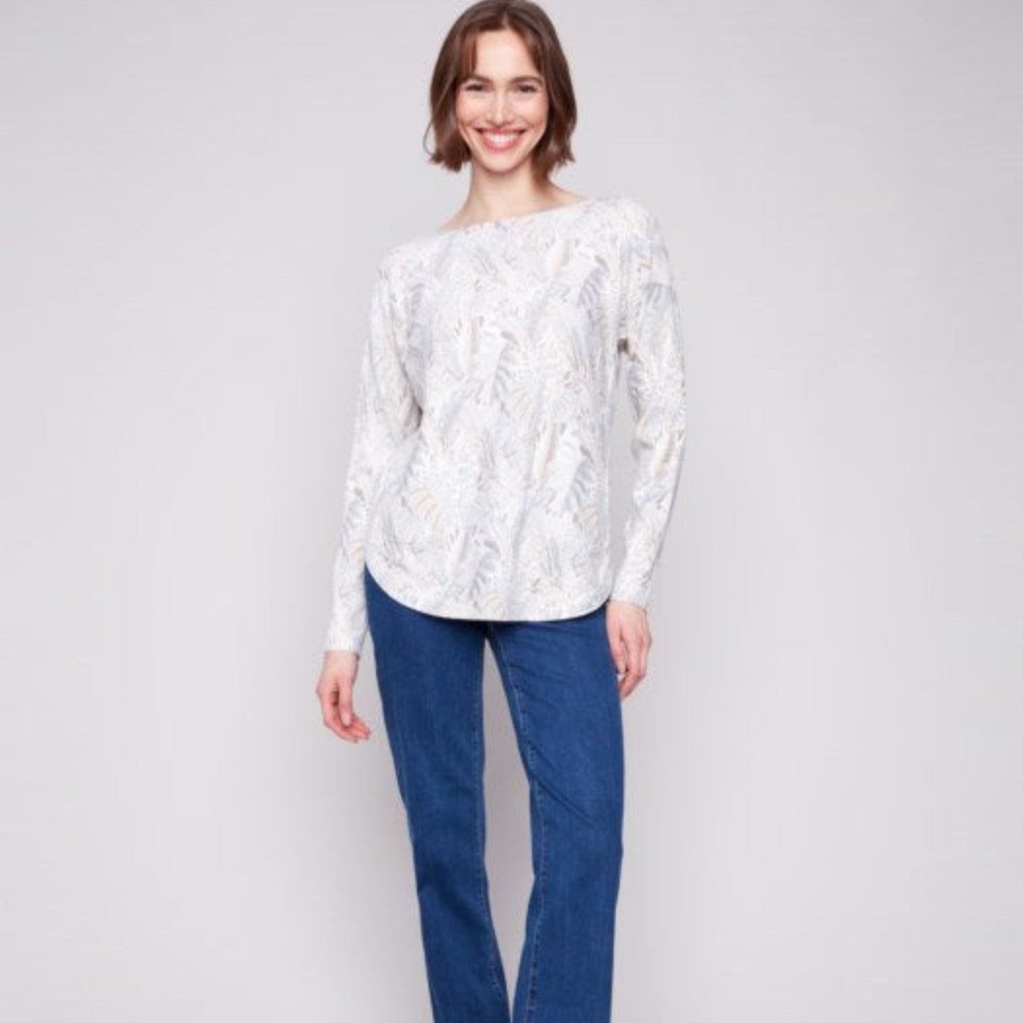 Charlie B - Printed Rounded Hem Sweater