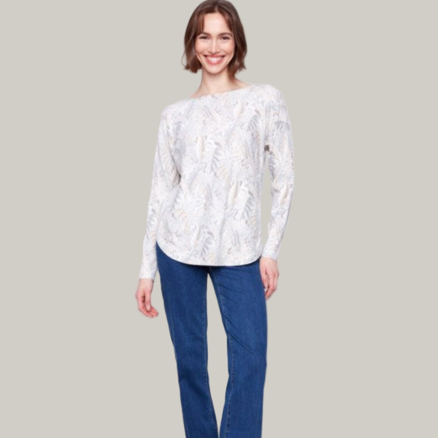 Charlie B - Printed Rounded Hem Sweater