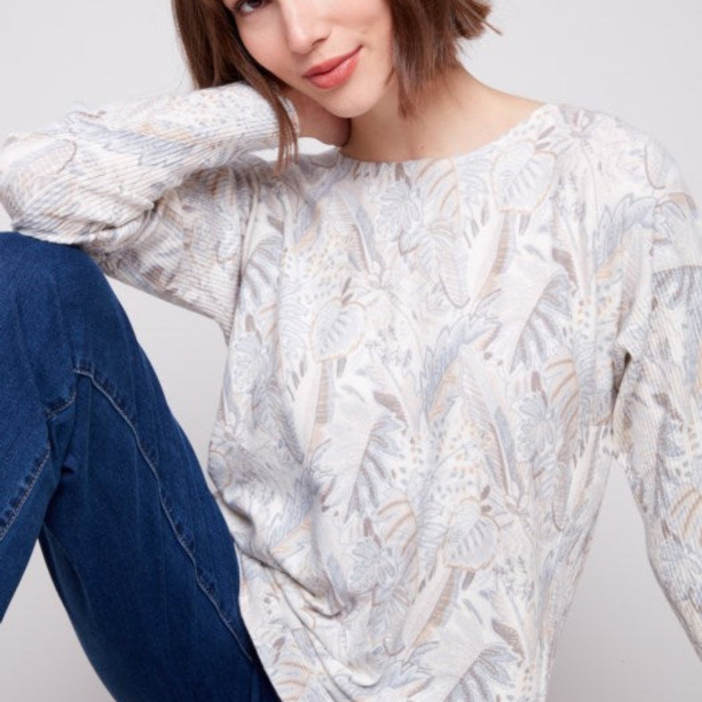 Charlie B - Printed Rounded Hem Sweater