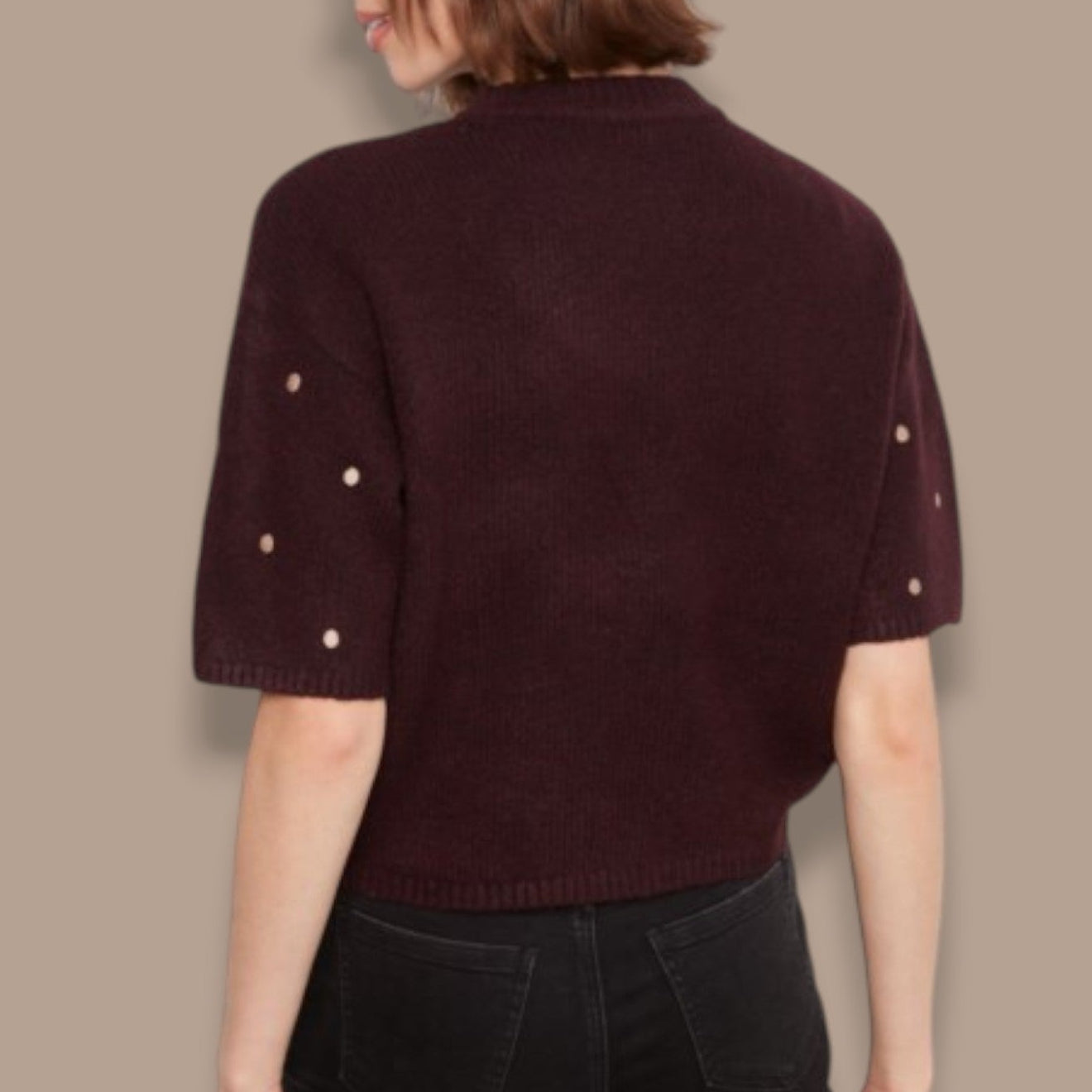 Charlie B - Short Sleeve Dot Detail Sweater