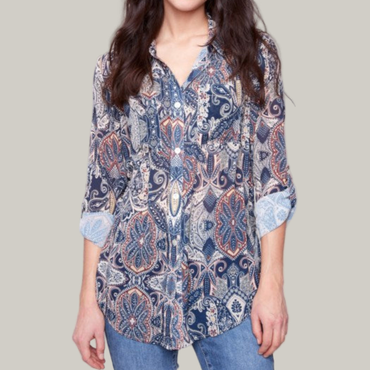 Charlie B - Printed Button-Up Blouse