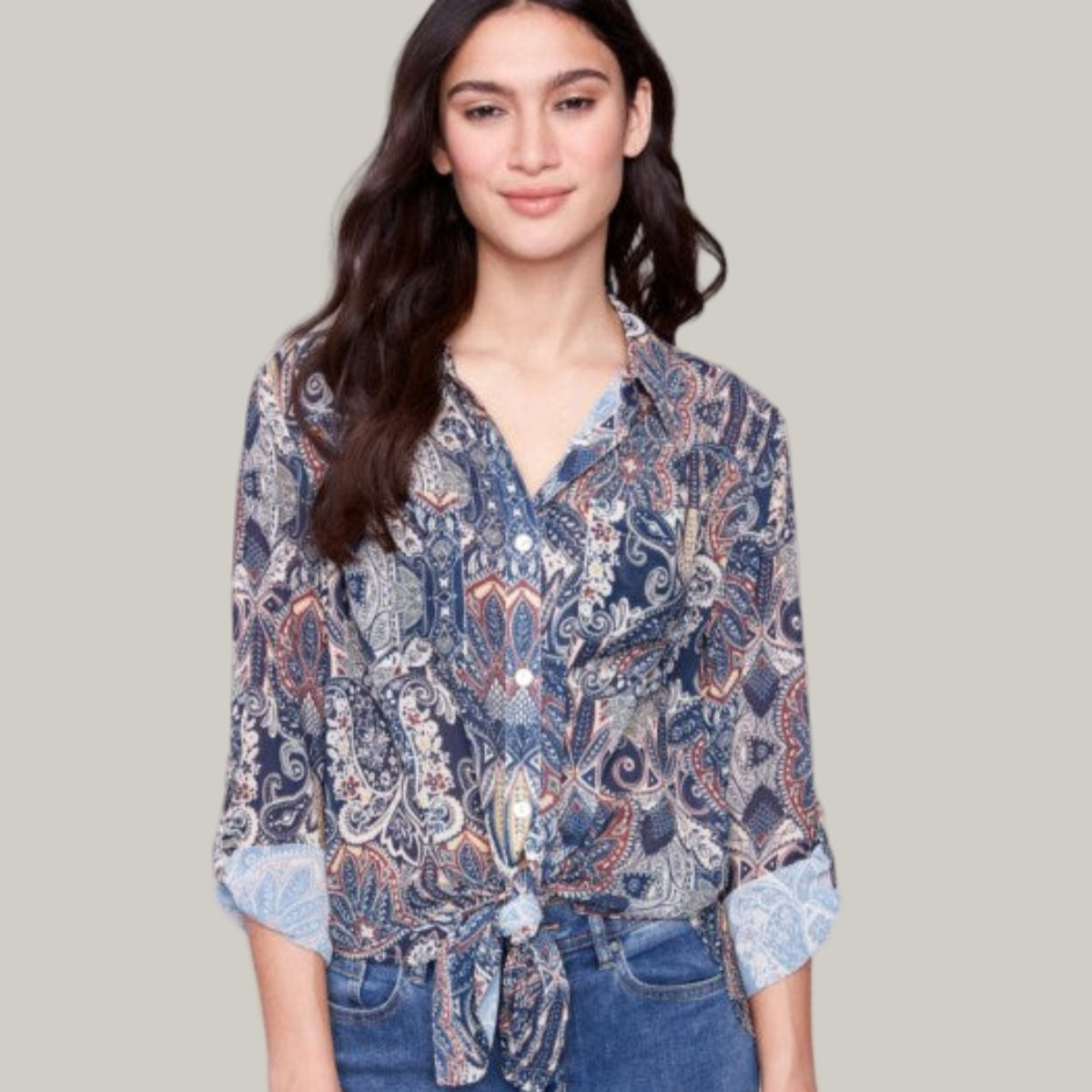 Charlie B - Printed Button-Up Blouse