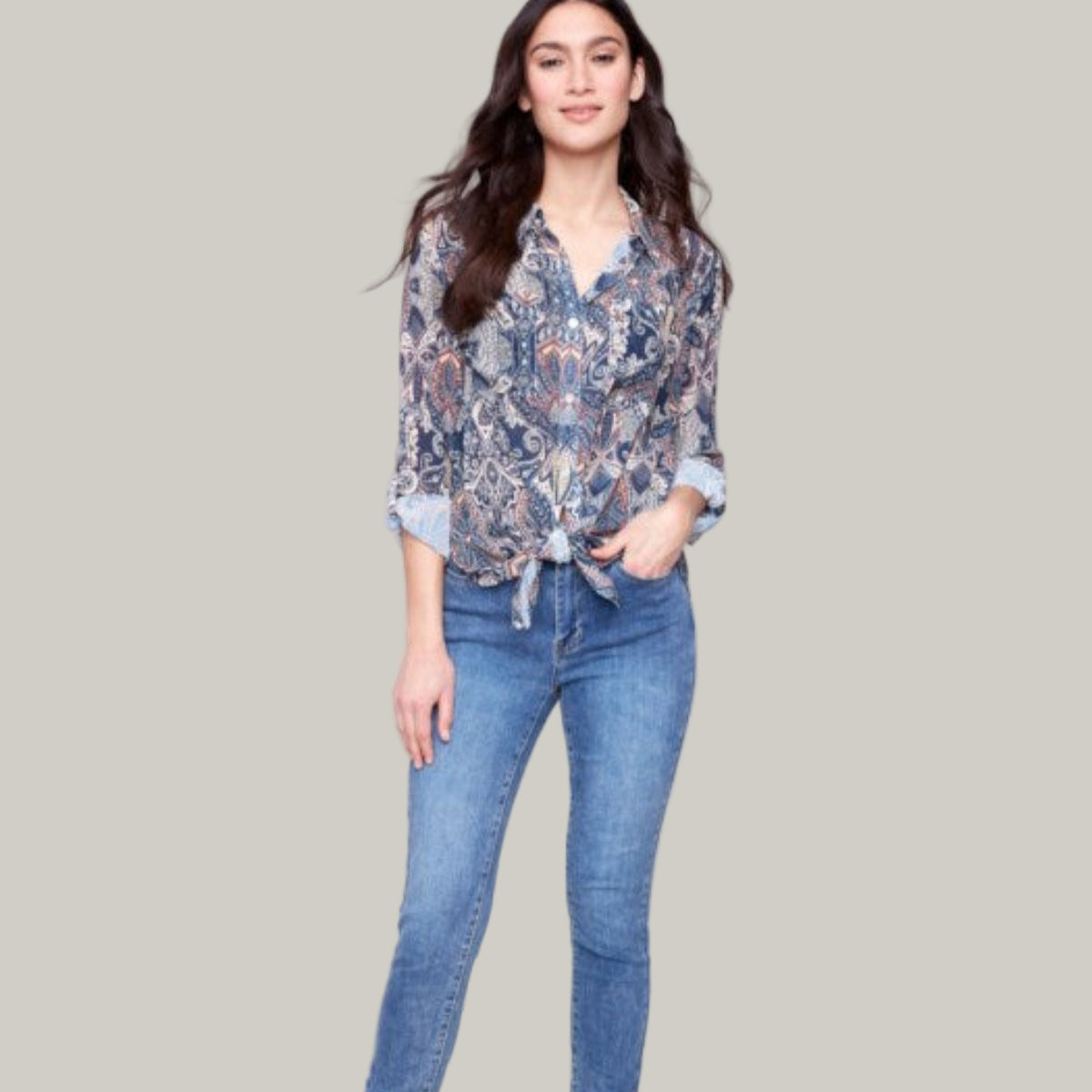 Charlie B - Printed Button-Up Blouse