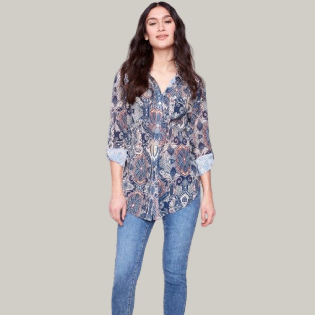 Charlie B - Printed Button-Up Blouse