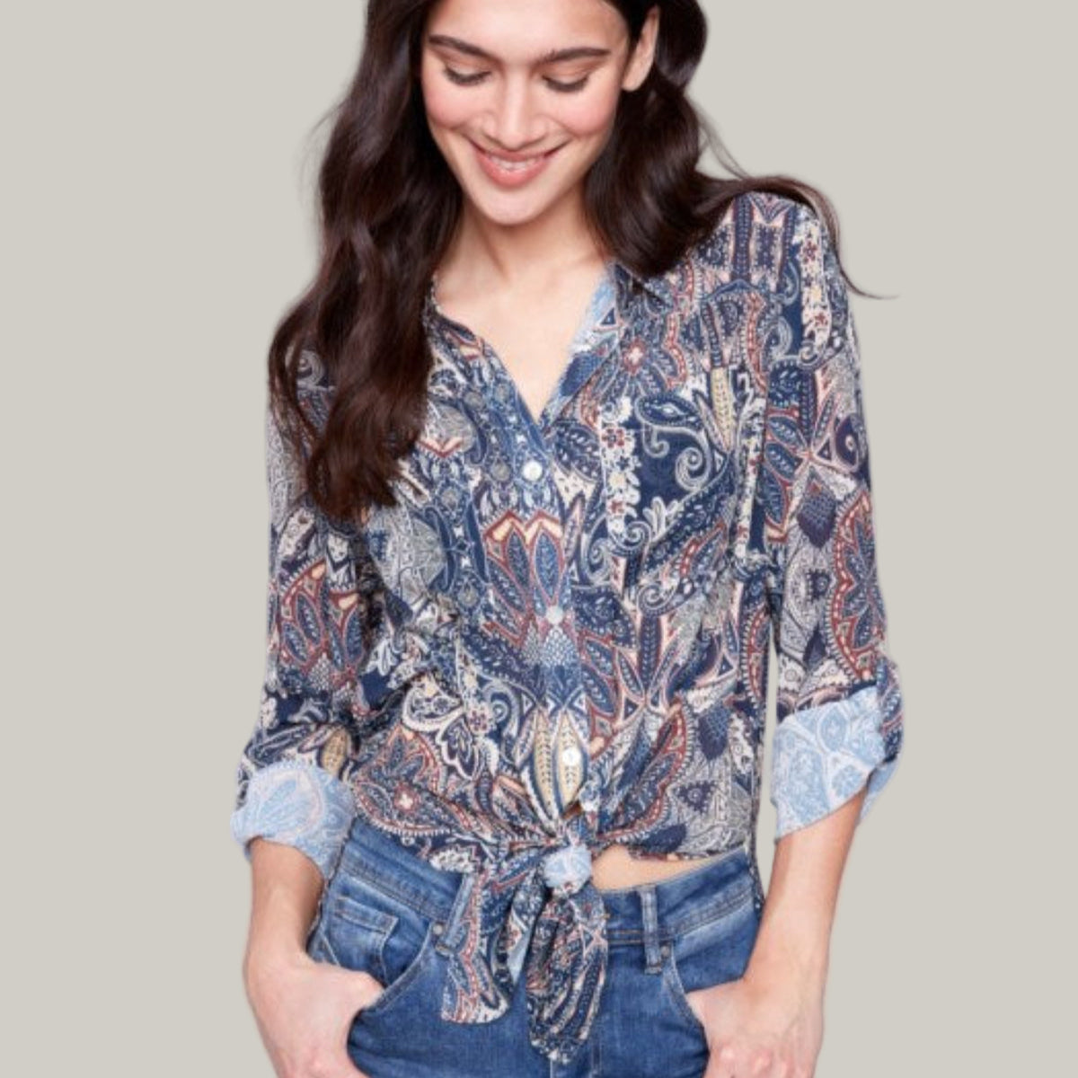 Charlie B - Printed Button-Up Blouse