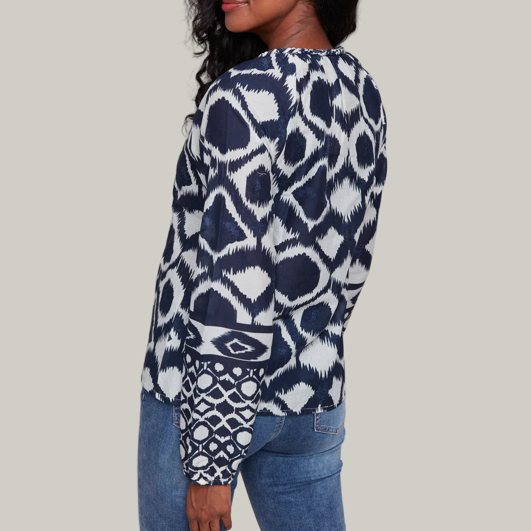 Charlie B - Printed Long Sleeve Popover Blouse