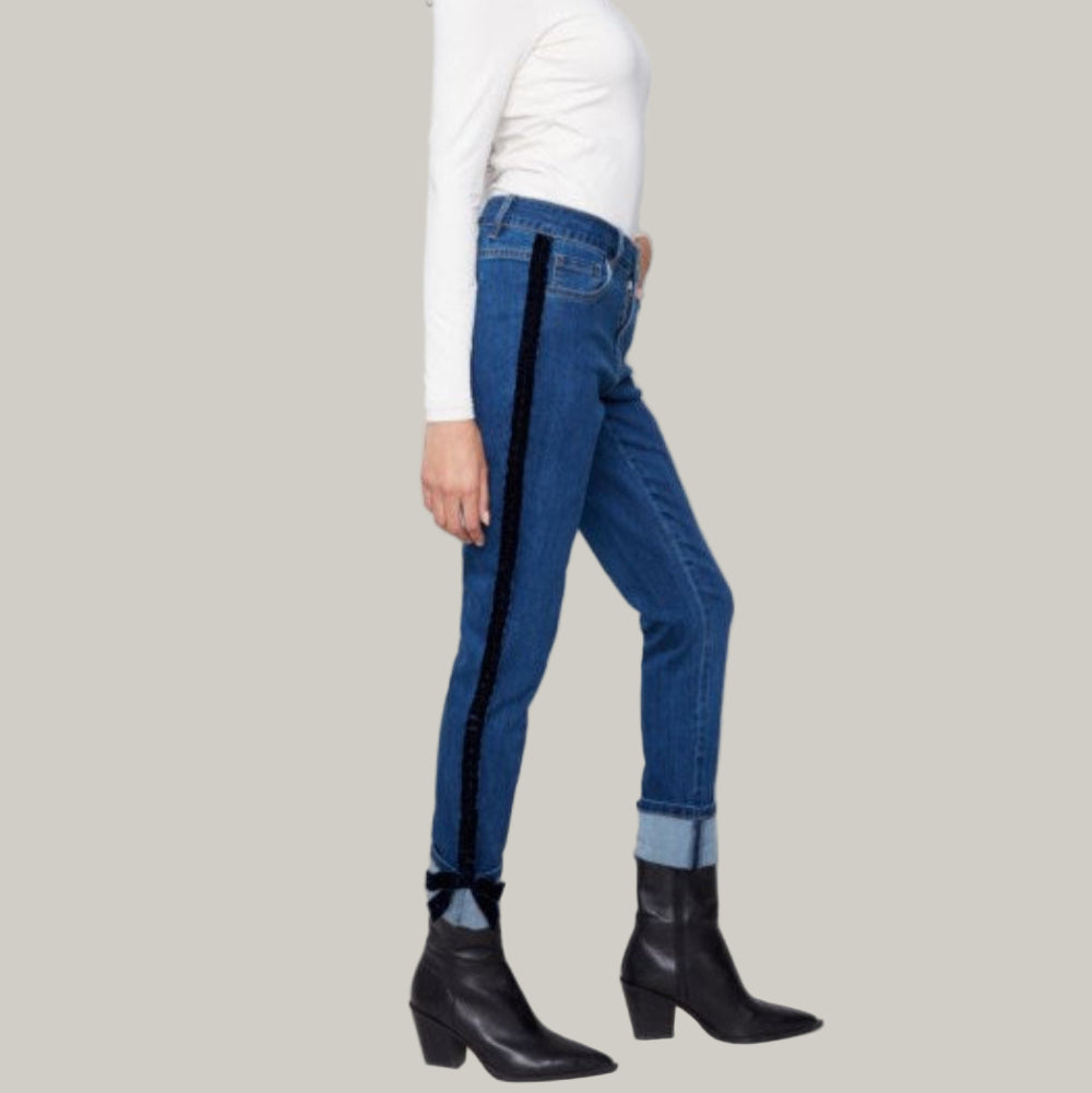 Charlie B - Slim Leg Jeans With Velvet Bow