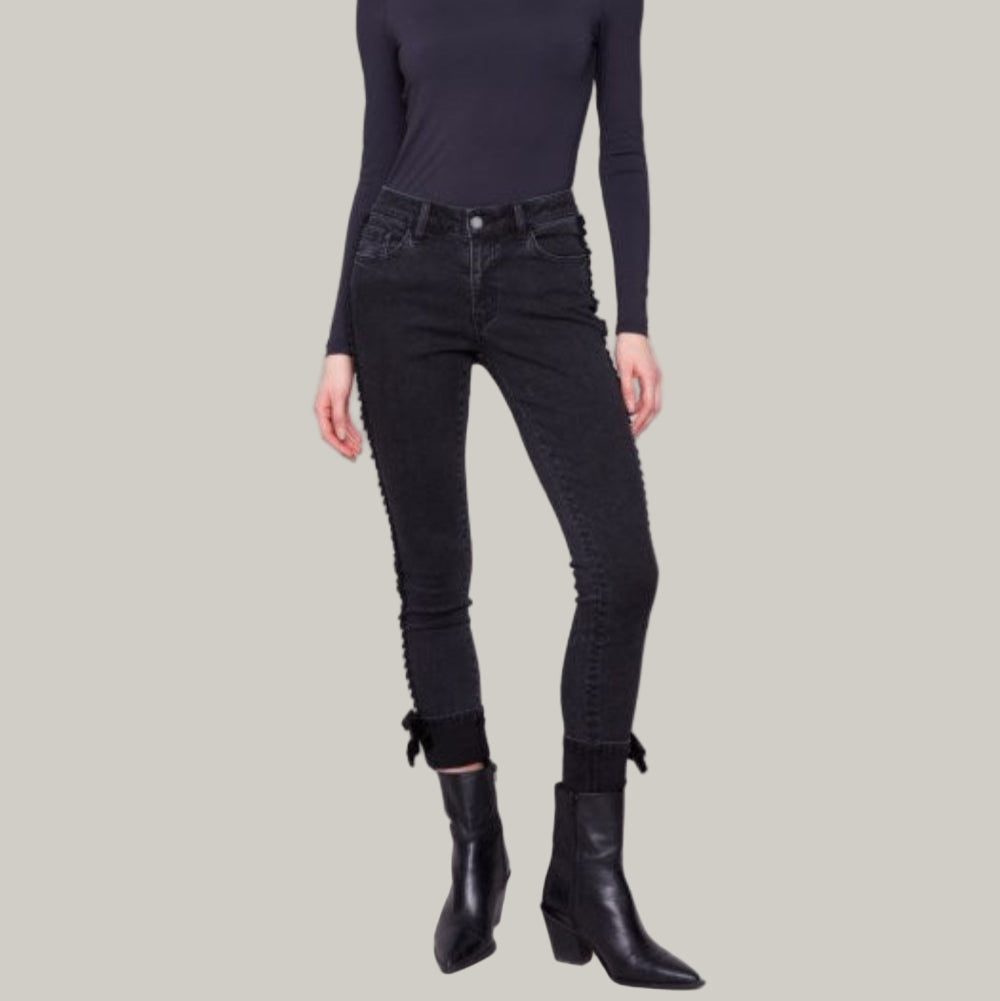 Charlie B - Slim Leg Jeans With Velvet Bow