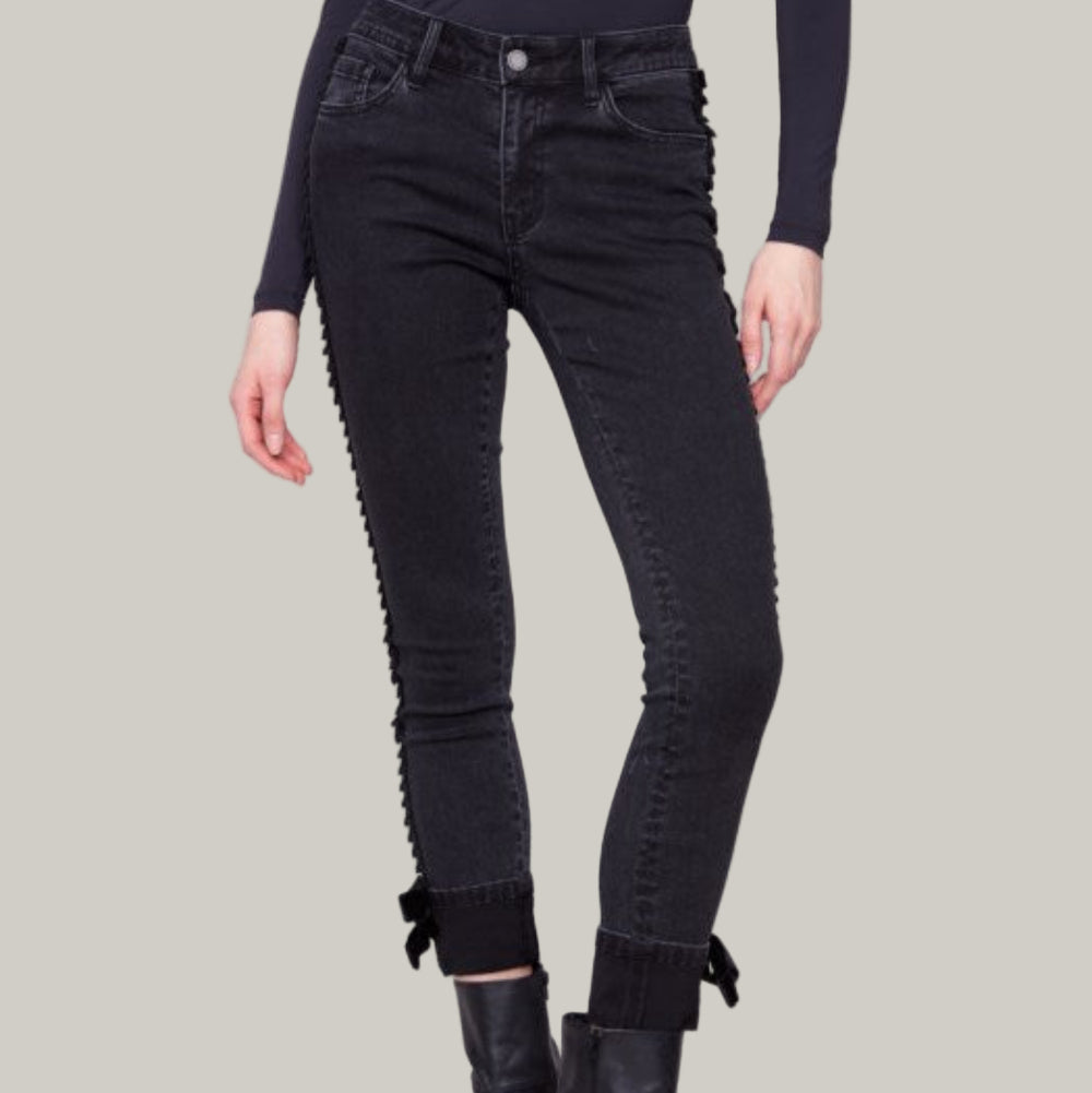 Charlie B - Slim Leg Jeans With Velvet Bow