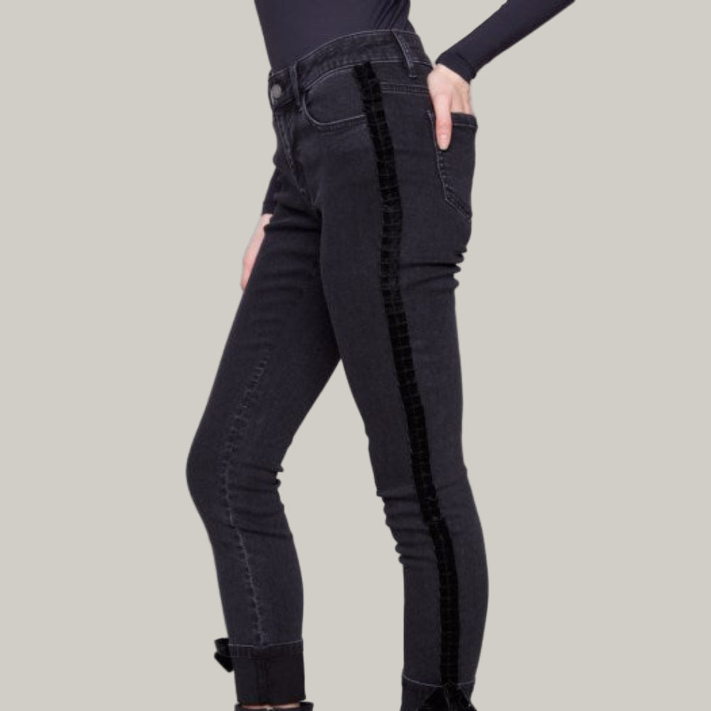 Charlie B - Slim Leg Jeans With Velvet Bow