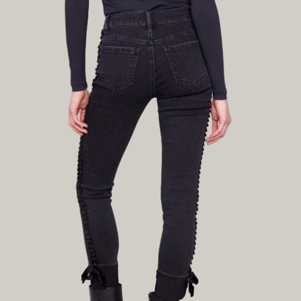 Charlie B - Slim Leg Jeans With Velvet Bow